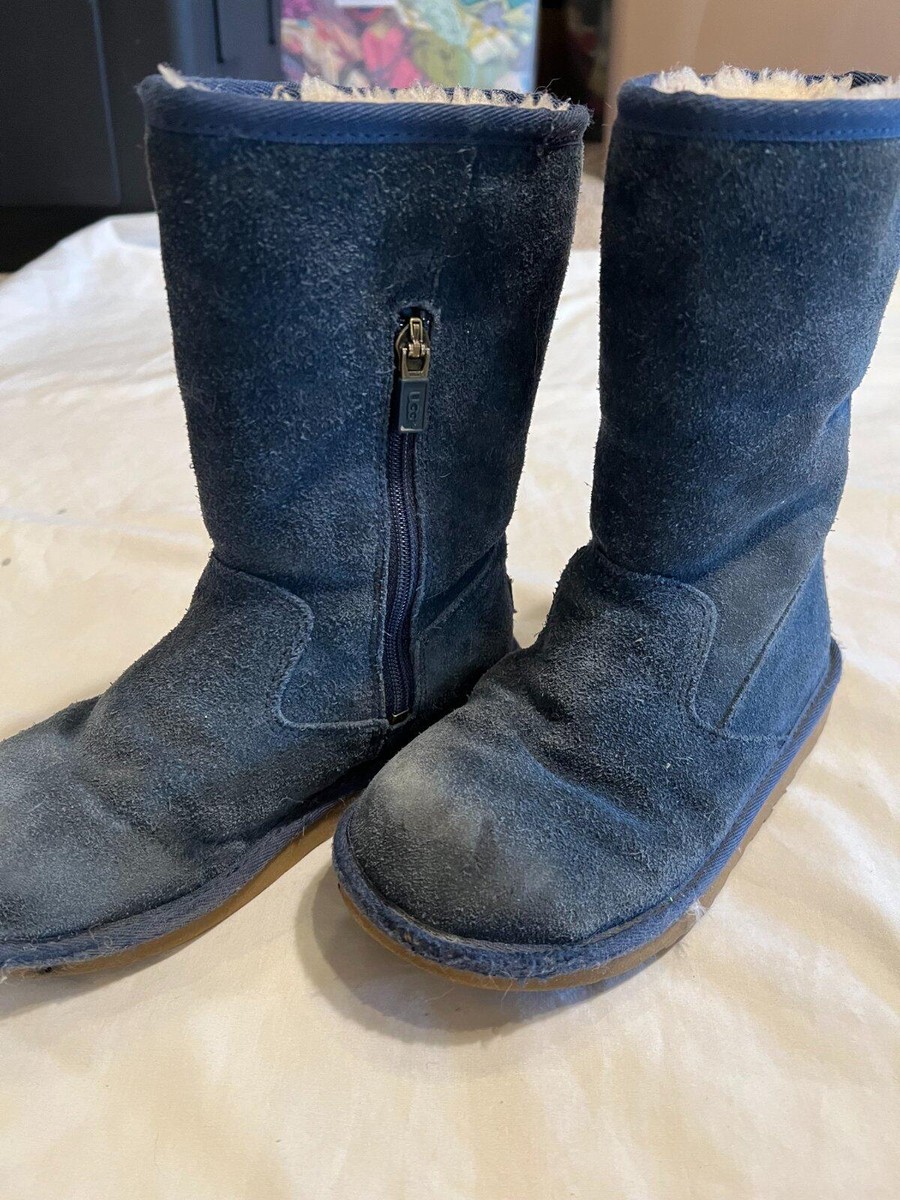 UGG Blue and Gray Fleece-Lined Boots UGG SUNBURST EXTRA TALL GREY GRAY OVER THE KNEE SUEDE FUR  main image 4