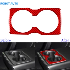 For Jeep Cherokee 14-18 Red Carbon Fiber Rear Water Cup Holder Panel Trim Cover