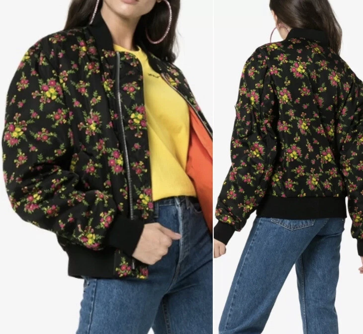 Giacca Bomber Imbottita Autore Gucci Fucsia Bouquet Floreale IT44 US 6 8 10 $2800