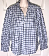 Frank & Eileen Gray Blue Plaid ”Eileen” Button Front Shirt Top XS EXC!!