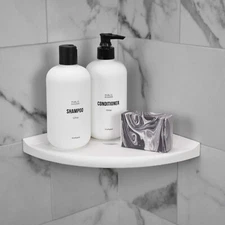 Elegant 8" Corner Shower Shelf Waterproof Tiled Wall Organizer Matte WHITE
