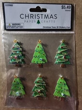 Christmas Trees 3D Stickers - 6 PC- Christmas Paper Crafts 