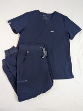 Figs Zamora Joggers Catrina Womens Scrub Top Pants Set Large Petite Navy Blue