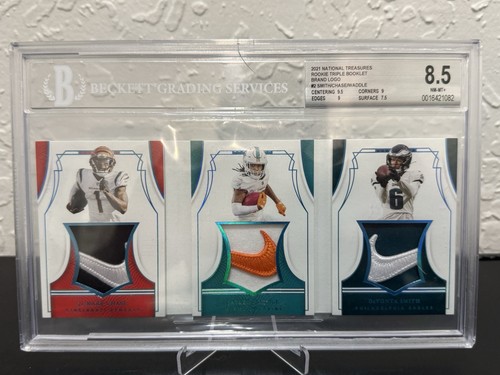 2021 National Treasures Rookie Triple Booklet Brand Logo Smith/Chase/Waddle #1/1