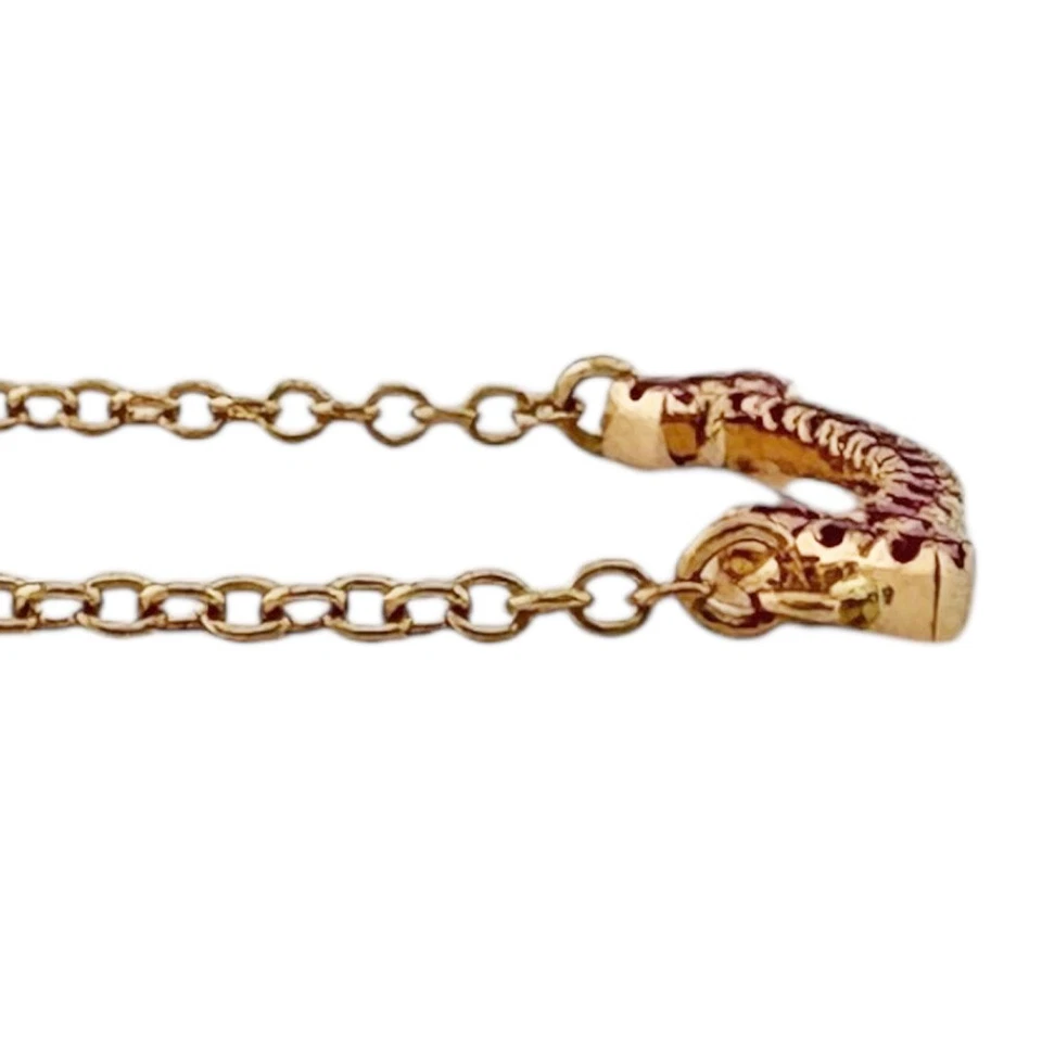 TIFFANY&Co. Necklace K18 Pink Gold Pink sapphire T Smile used - Image 4 of 4