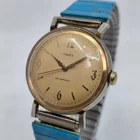Vintage Timex Marlin Manual Wind Mens Watch Gold Dial With Turquoise Band
