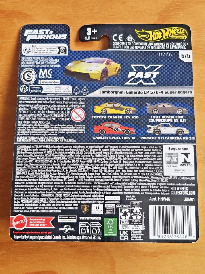 Hot Wheels Premium Lote (4) Rápido y Furioso Lamborghini Porsche Carrera GT Lexus LFA Foto 3 de 4