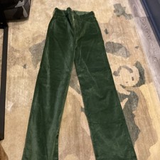 J.Crew Women's Full-Length Slim Wide Pants Size 23 Stretch Velvet Green
