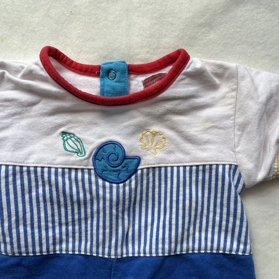 Gymboree 彩虹标签航海婴儿连衫裤条纹短袖连体裤 复古 — 第 2/4 张图片