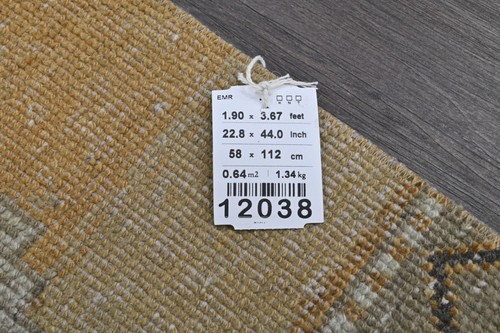Tappeto Oushak turco ARANCIONE 2x4 vintage fatto a mano anatolico piccolo zerbino kilim - Foto 9 di 9