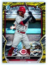 2023 Bowman #BCP-120 Carlos Jorge Chrome Prospects Yellow Lunar Refractors #/75