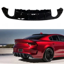 For 2015+ Dodge Charger SRT Car Rear Bumper Diffuser Shark Fin Glossy Black
