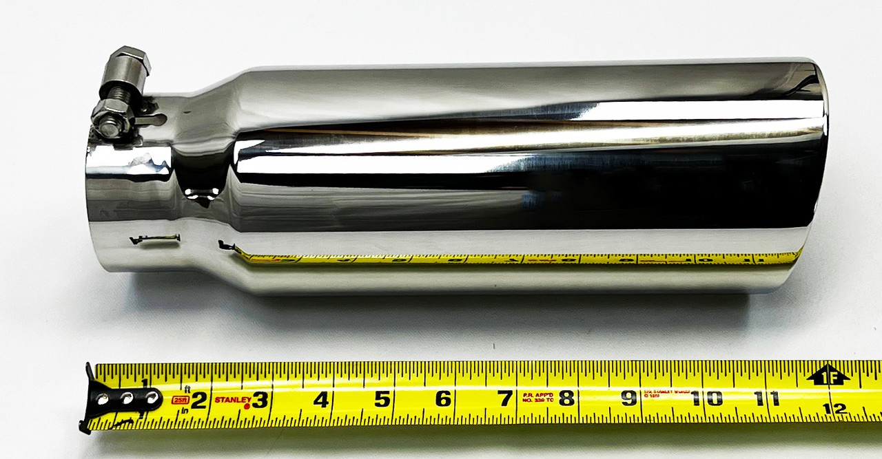 Exhaust Tip 4.00" Dia OD 3.00" Dia ID X 12.00" Long 2.50" Inlet Slant Double Wal