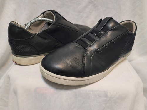 Kizik New York Hands Free Sneaker Mens Sz 12 W Black Leather Slip On Casual Shoe - Picture 1 of 12