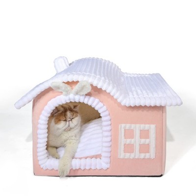 Jiupety Rabbit Cat House Indoor Pets - Cute Covered Bed Spacious Interior