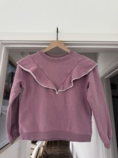 H M Girls Purple Pullover Sweatshirt With Ruffle Detail Size 8/10