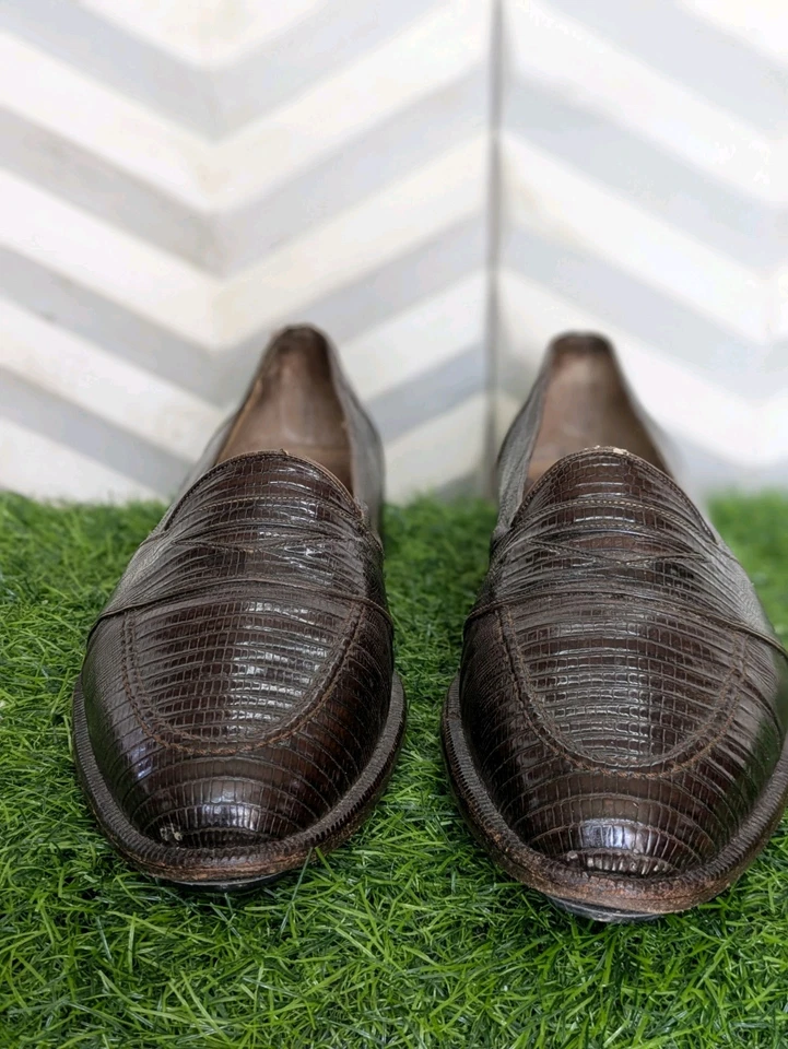 Mocasines vintage Botticelli marrón lagarto para hombre Penny talla 9,5 formales Foto 2 de 4