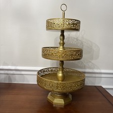 Gold Metal 3-Tier Round Cupcake Stand Dessert Tower - 23" Tall Pastry Server