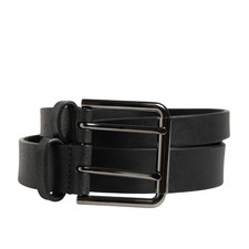DOLCE & GABBANA Belt Black Double Strap Leather Silver Buckle 10cm /40in 500usd