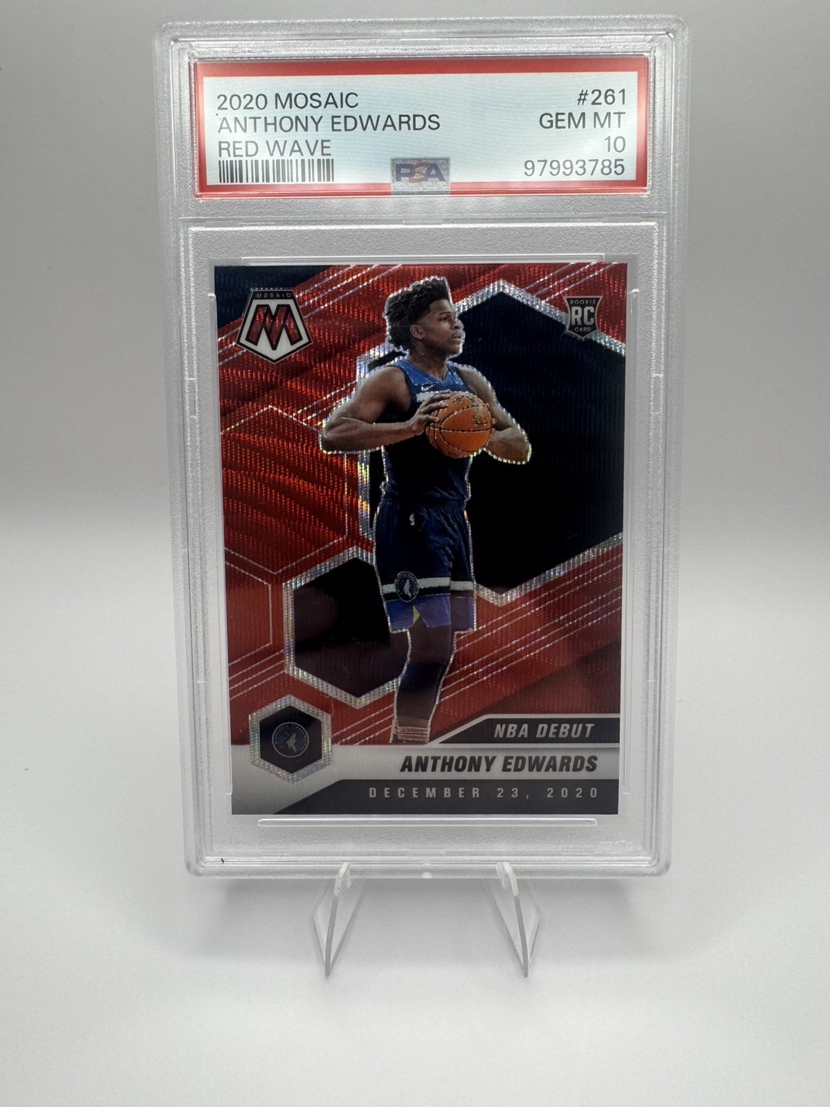 Anthony Edwards 2020 Mosaic Red Wave Rookie #261 TIMBERWOLVES RC PSA 10