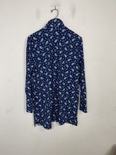 Lands' End Women's L/P 14-16 Navy Paisley Long Sleeve Rash Guard Swim Top