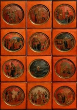 ANTIQUE  18c SET OF TWELVE (12) RUSSIAN ICON OF THE PASSION OF CHRIST (5679)