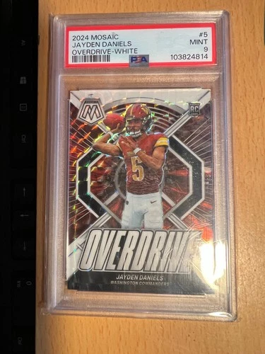2024 PANINI MOSAIC OVERDRIVE PRIZM JAYDEN DANIELS OVERDRIVE-WHITE #4/25 PSA 9 RC