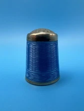 Marius Hammer 925 Silver & Blue Guilloche Enamel Thimble Marked MH Inside