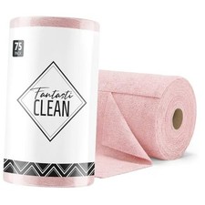 Microfiber Cleaning Cloth Roll -75 Pack, Tear Away Microfiber 75 pack Pink