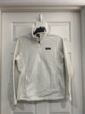 Patagonia Women's Synchilla White Quarter Zip Fleece Pullover Pockets Small