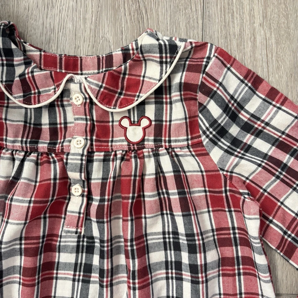 Ночная рубашка Disney Mickey Mouse размер 7/8 семейная рождественская картина клетчатая красная пижама - Изображение 2 из 4