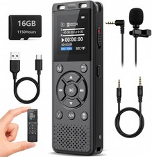 16GB Digital Voice Recorder With Playback Noise Reduction Voice Activated MP3