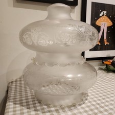 X2 Vintage Lampenschirm matt opak Glas klar Rüschen Eames Mid Century Retro