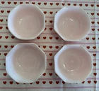 4 Hazel Atlas Pink Ripple Crinoline Fruit/Dessert Bowls 1950’s MCM 5"