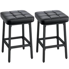 Modern Counter Height Bar Stools Set of 2, 24" PU Leather Upholstered Counter...