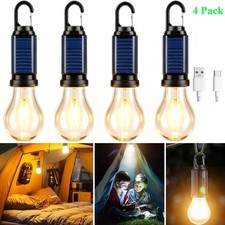 4 PACK Solar Lights Outdoor Garden  Camping Waterproof LED Hanging Tent Lamps