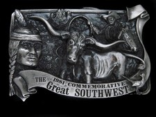 TG09152 NOS VINTAGE 1970s  THE GREAT SOUTHWEST  COMMEMORATIVE BELT BUCKLE