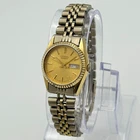 Vintage 1990s Ladies SEIKO Gold Tone Bracelet Watch, Fluted Bezel Runs 7N83-0049