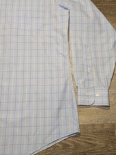 Brooks Brothers Regent Mens Large Blue Plaid Dress Shirt Non-Iron Cotton