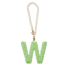 Letter Bag Charm Bling Glitter Letter Charm Initial, W Shape, Green