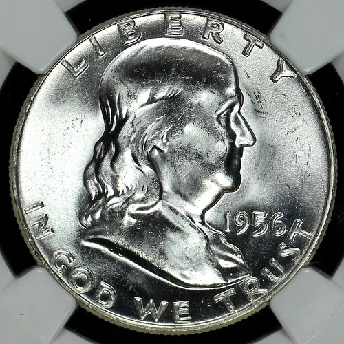 1956 FRANKLIN HALF DOLLAR NGC MS 65 FULL BELL LINES BLAZING WHITE SILVER SATIN