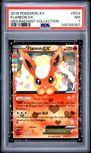2016 POKEMON XY GENERATIONS RADIANT COLLECTION #RC6 FLAREON EX PSA 7