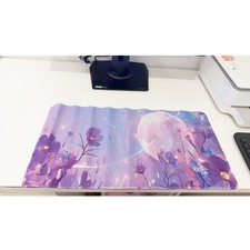 23.6"x11.5" Dreamy Purple Floral Large Gaming Mouse Pad Non-Slip Mat Home Office