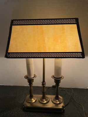 Bouillotte Lamp Vtg Loevsky & Loevsky Lamp Beautiful Slab Glass And Brass L&L