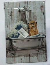 Funny Bathroom Wall Decor Cute Poodle Metal 8in X 12in
