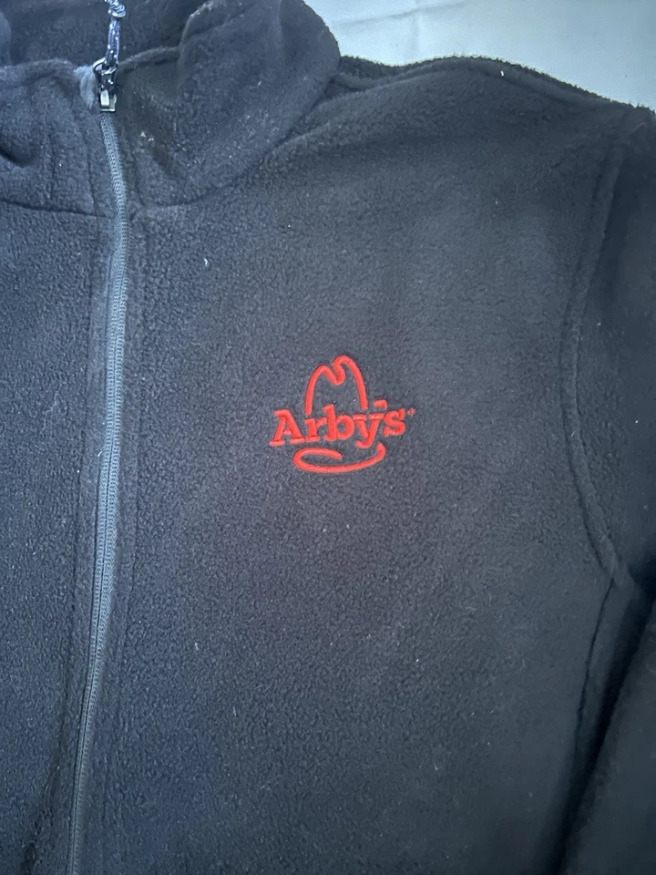 Chaqueta polar Arbys cremallera completa mediana uniforme de empleado de restaurante Foto 3 de 4