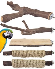 5PCS Large Bird Perch Stand, Natural Wood Pole Standing Paw Grinding Fork Par...