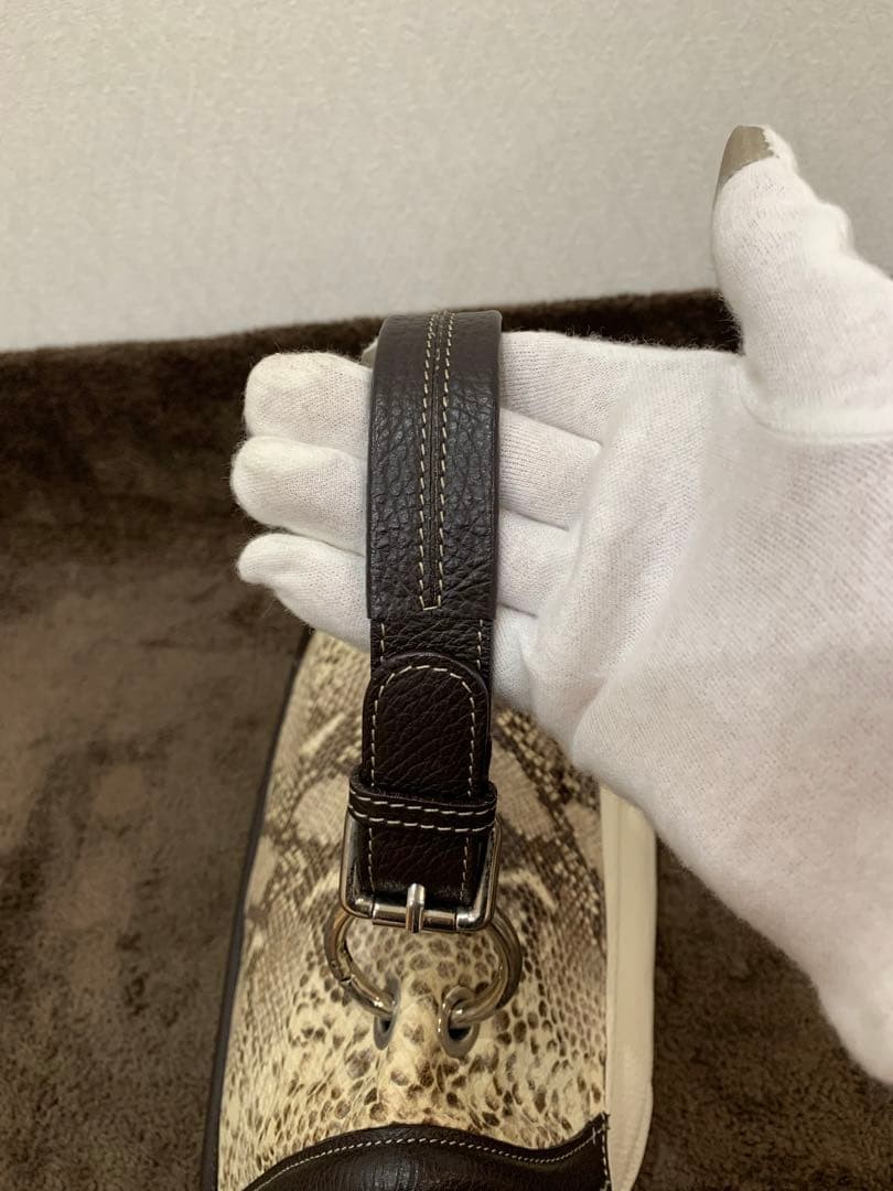 Barneys New York Leather/Python 2way Shoulder Han… - image 6