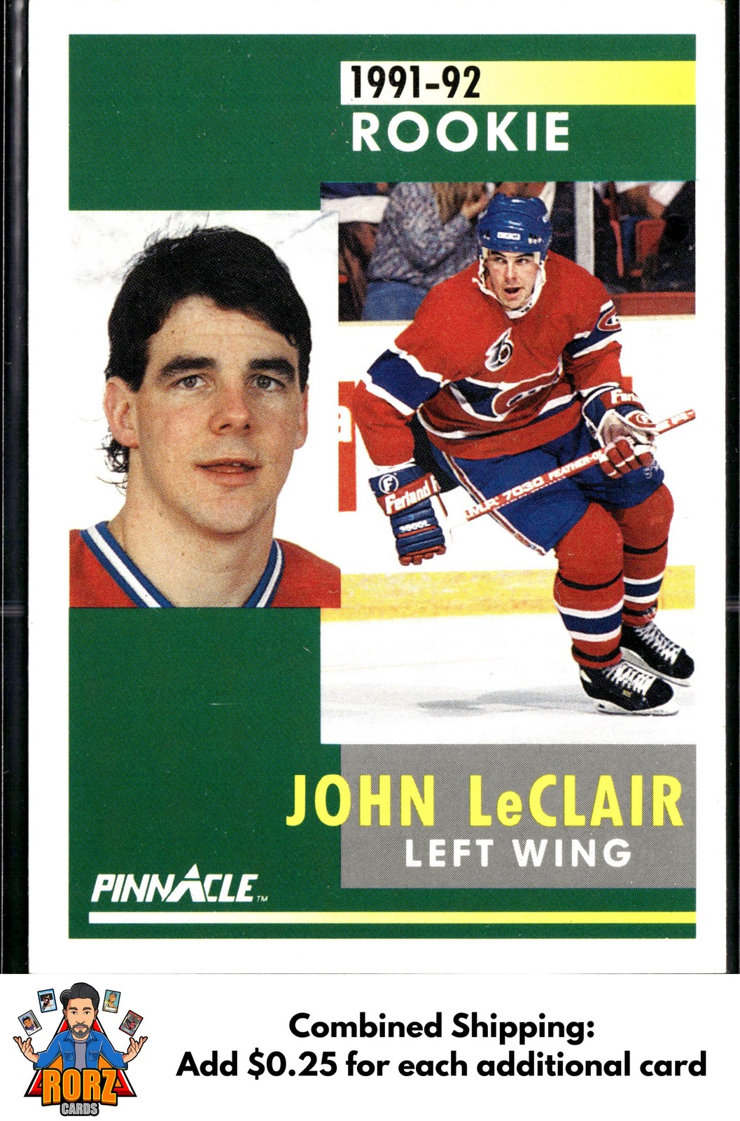 1991-92 Pinnacle #322 John LeClair RC Montreal Canadiens