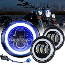 Blue Halo 7 Led Headlight 4.5 Fog Light For Yamaha Harley Davidson Motorcycles Blue Halo 7 Led Headlight 4.5 Fog Light For Yamaha Harley Davidson Motorcycles